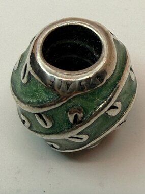 Retired Pandora Vines Green Teal Enamel Sterling Silver Charm 925 ALE